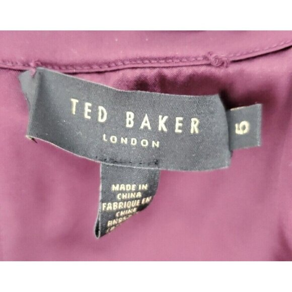 TED BAKER Cornela Pleated Velvet Midi Dress ~ Oxblood Burgundy TB4 US 5 - Picture 15 of 16